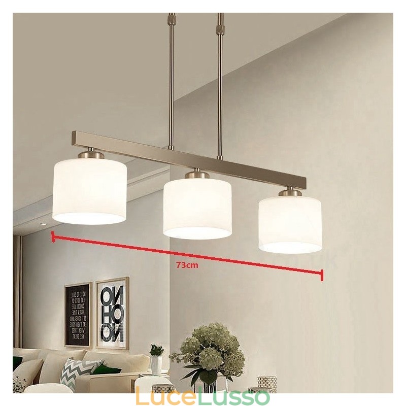 Lampadario a sospensione moderno cromato a 3 luci per interni, lampade a sospensione per la casa, con paralumi in vetro