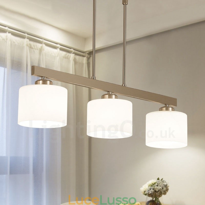 Lampadario a sospensione moderno cromato a 3 luci per interni, lampade a sospensione per la casa, con paralumi in vetro