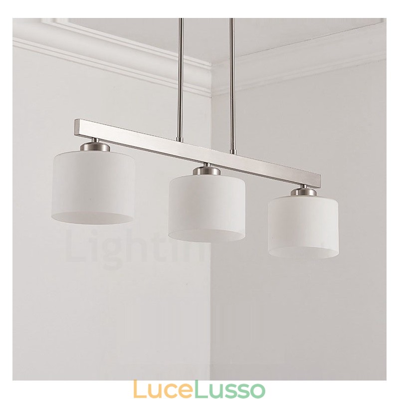 Lampadario a sospensione moderno cromato a 3 luci per interni, lampade a sospensione per la casa, con paralumi in vetro