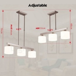 Lampadario a sospensione moderno cromato a 3 luci per interni, lampade a sospensione per la casa, con paralumi in vetro