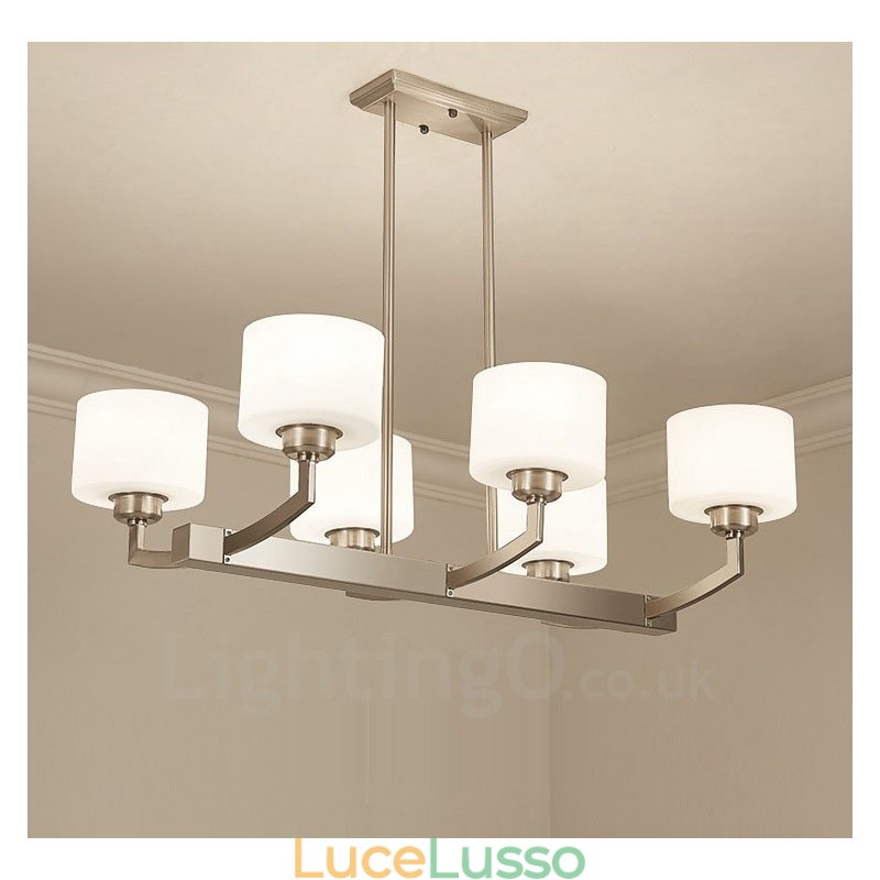 Lampadario a sospensione moderno cromato a 6 luci, lampadario per interni, lampade a sospensione per la casa, con paralumi in vetro