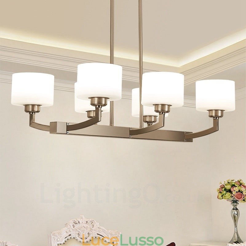 Lampadario a sospensione moderno cromato a 6 luci, lampadario per interni, lampade a sospensione per la casa, con paralumi in vetro