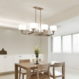 Lampadario a sospensione moderno cromato a 6 luci, lampadario per interni, lampade a sospensione per la casa, con paralumi in vetro