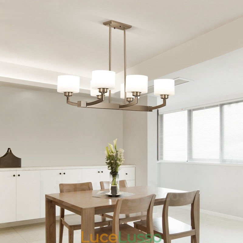 Lampadario a sospensione moderno cromato a 6 luci, lampadario per interni, lampade a sospensione per la casa, con paralumi in vetro