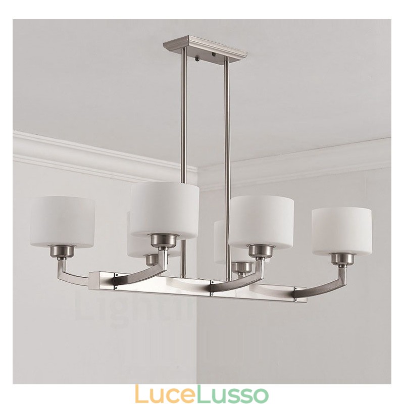 Lampadario a sospensione moderno cromato a 6 luci, lampadario per interni, lampade a sospensione per la casa, con paralumi in vetro