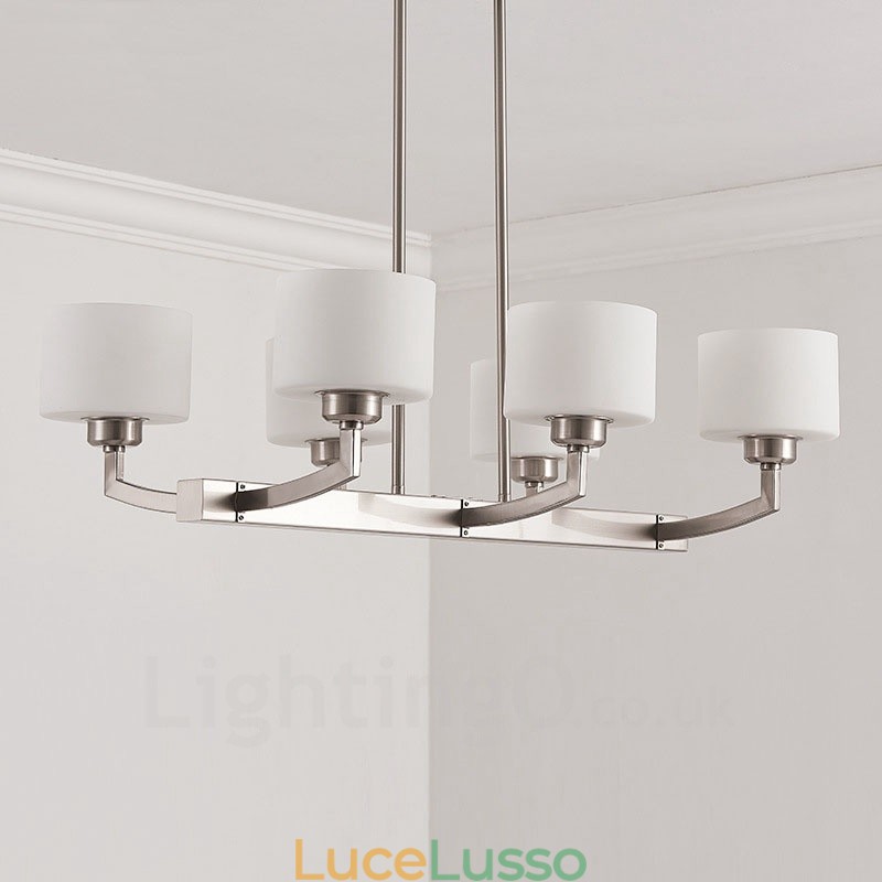 Lampadario a sospensione moderno cromato a 6 luci, lampadario per interni, lampade a sospensione per la casa, con paralumi in vetro