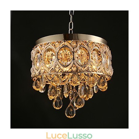 Lampadario di cristallo romantico color champagne oro Lampadario di cristallo romantico color champagne oro
