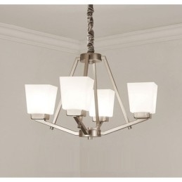 Lampadario a sospensione cromato a 4 luci, lampadario moderno per interni, lampade a sospensione per la casa, con paralumi in vetro