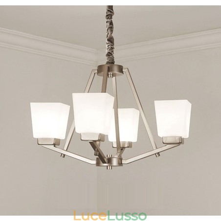 Lampadario a sospensione cromato a 4 luci, lampadario moderno per interni, lampade a sospensione per la casa, con paralumi in vetro Lampadario a sospensione cromato a 4 luci, lampadario moderno per interni, lampade a sospensione per la casa, con paralumi in vetro