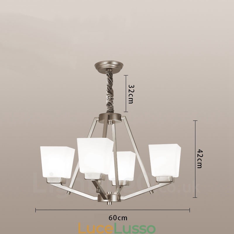 Lampadario a sospensione cromato a 4 luci, lampadario moderno per interni, lampade a sospensione per la casa, con paralumi in vetro