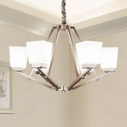 Lampadario a sospensione cromato a 6 luci, lampadario moderno per interni, lampade a sospensione per la casa, con paralumi in vetro