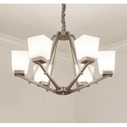 Lampadario a sospensione cromato a 6 luci, lampadario moderno per interni, lampade a sospensione per la casa, con paralumi in vetro