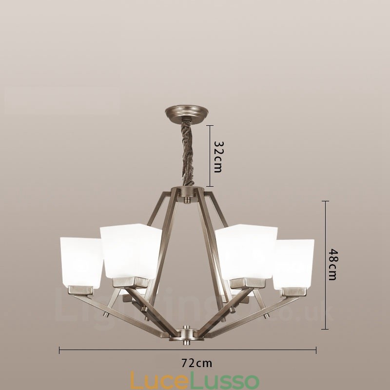 Lampadario a sospensione cromato a 6 luci, lampadario moderno per interni, lampade a sospensione per la casa, con paralumi in vetro