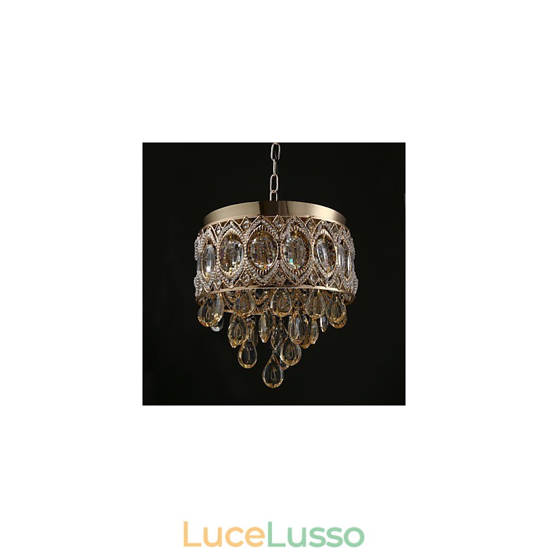 Lampadario di cristallo romantico color champagne oro