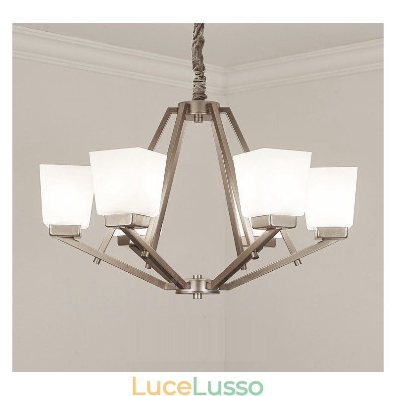 Lampadario a sospensione cromato a 6 luci, lampadario moderno per interni, lampade a sospensione per la casa, con paralumi in vetro