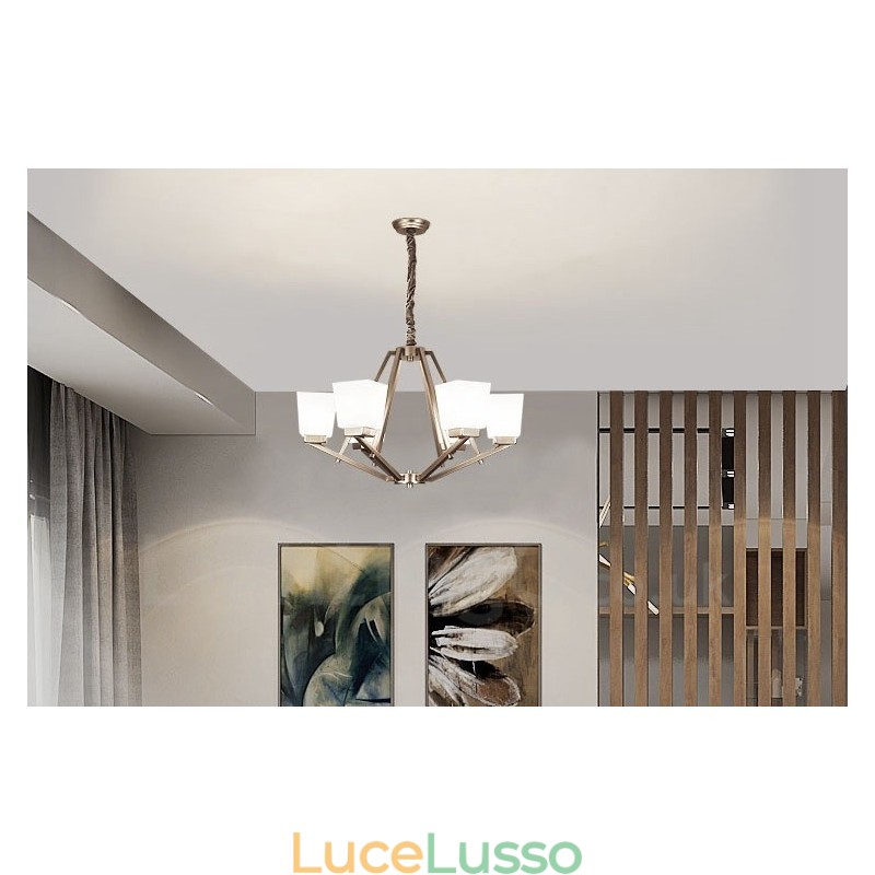 Lampadario a sospensione cromato a 6 luci, lampadario moderno per interni, lampade a sospensione per la casa, con paralumi in vetro