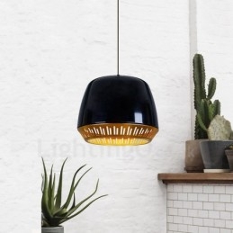 Lampada a sospensione moderna contemporanea a 1 luce con paralume nero bianco rosso blu