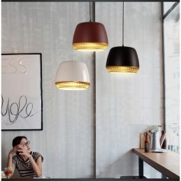 Lampada a sospensione moderna contemporanea a 1 luce con paralume nero bianco rosso blu
