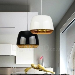 Lampada a sospensione moderna contemporanea a 1 luce con paralume nero bianco rosso blu