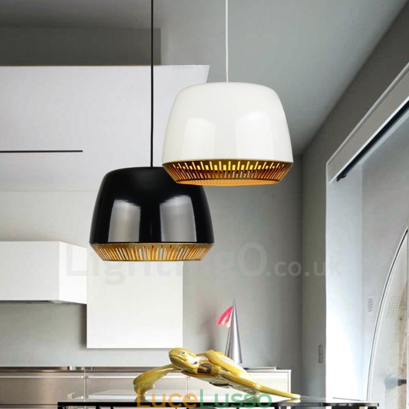 Lampada a sospensione moderna contemporanea a 1 luce con paralume nero bianco rosso blu