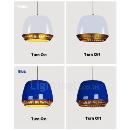 Lampada a sospensione moderna contemporanea a 1 luce con paralume nero bianco rosso blu