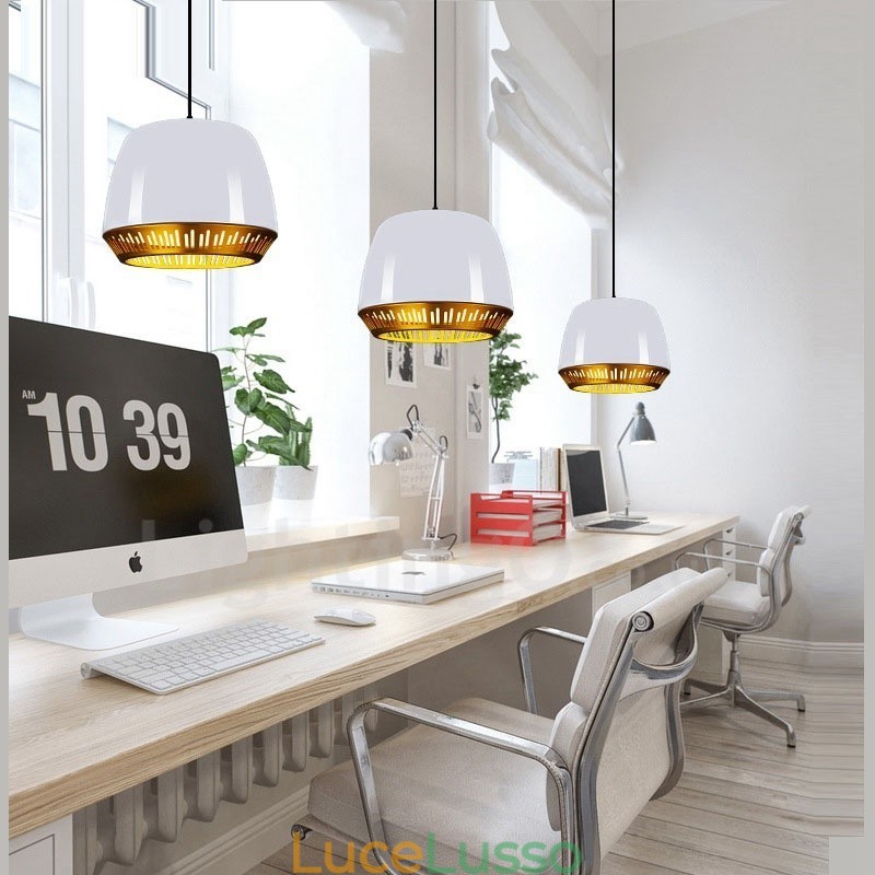 Lampada a sospensione moderna contemporanea a 1 luce con paralume nero bianco rosso blu