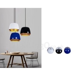Lampada a sospensione moderna contemporanea a 1 luce con paralume nero bianco rosso blu