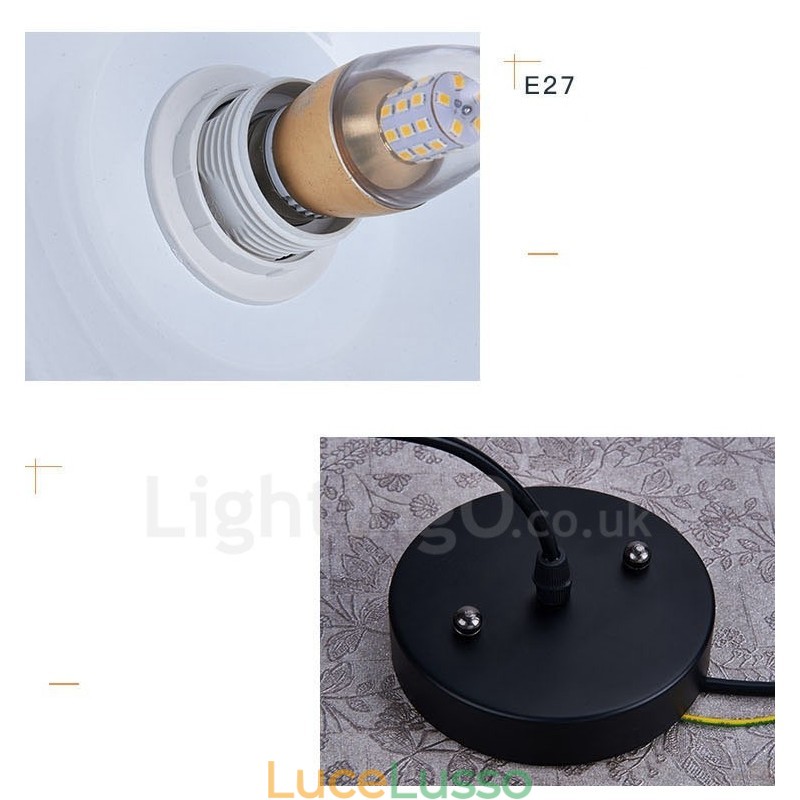 Lampada a sospensione moderna contemporanea a 1 luce con paralume nero bianco rosso blu