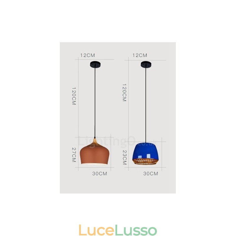Lampada a sospensione moderna contemporanea a 1 luce con paralume nero bianco rosso blu