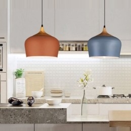 Lampada a sospensione moderna e contemporanea a 1 luce con paralume bianco rosso blu