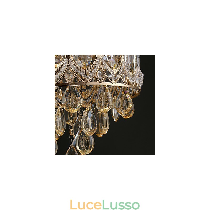 Lampadario di cristallo romantico color champagne oro