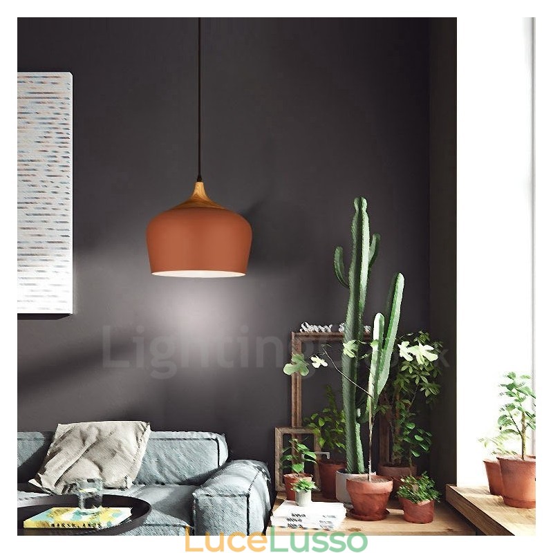 Lampada a sospensione moderna e contemporanea a 1 luce con paralume bianco rosso blu