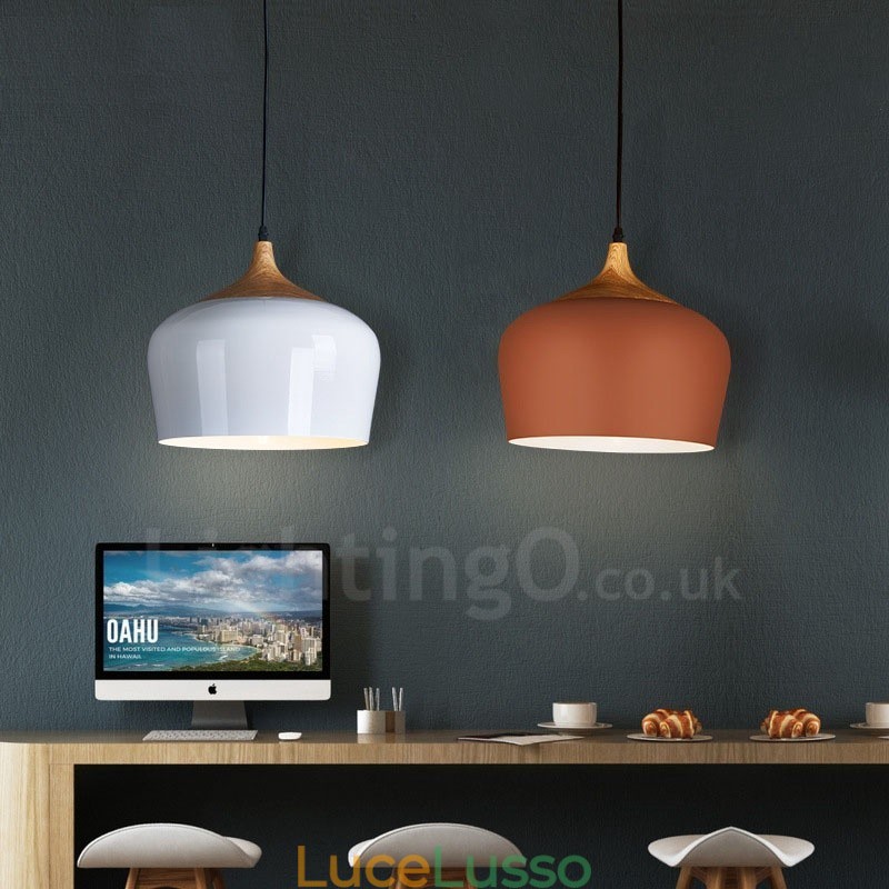 Lampada a sospensione moderna e contemporanea a 1 luce con paralume bianco rosso blu
