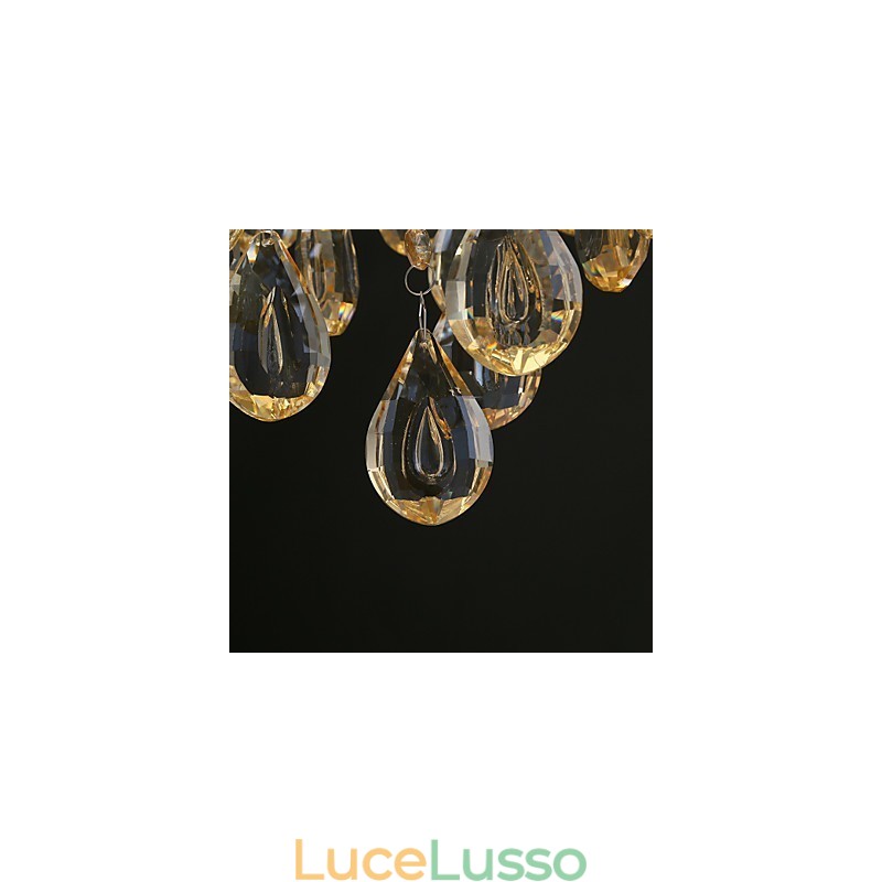 Lampadario di cristallo romantico color champagne oro