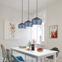 Lampada a sospensione moderna e contemporanea a 1 luce con paralume bianco rosso blu