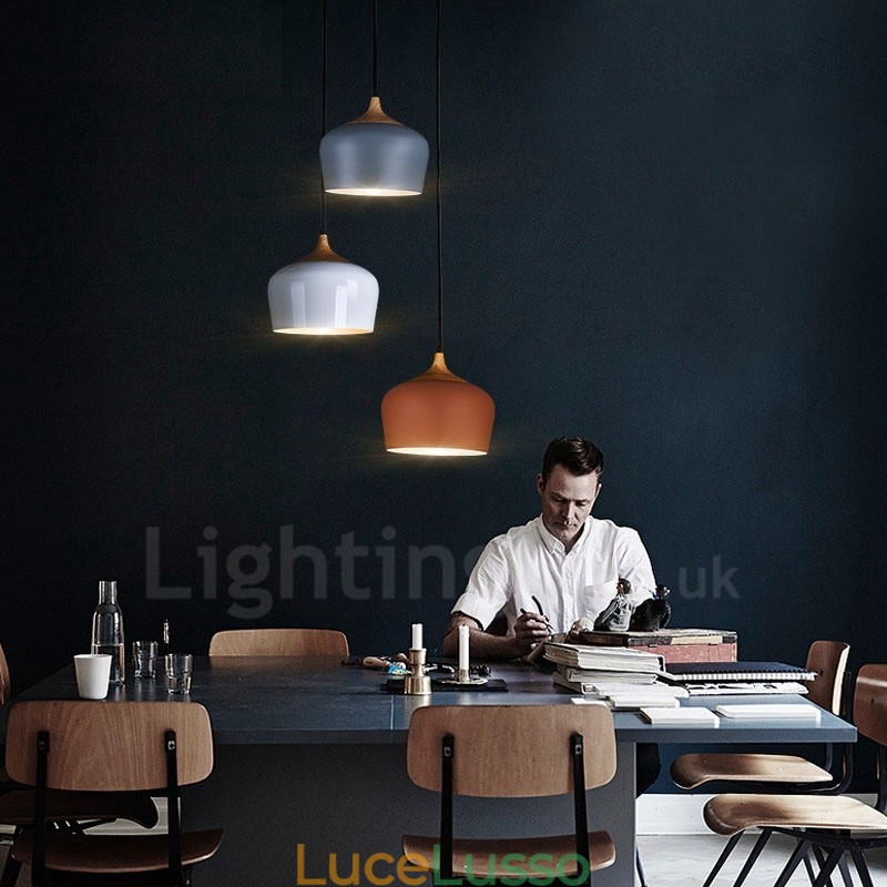 Lampada a sospensione moderna e contemporanea a 1 luce con paralume bianco rosso blu