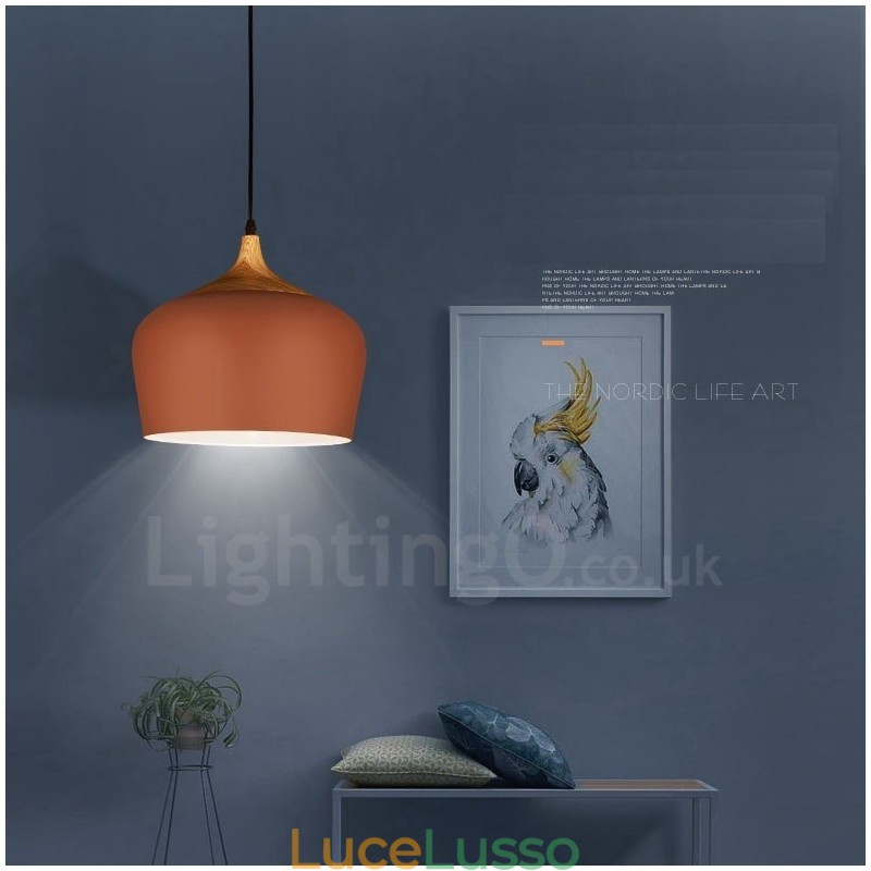 Lampada a sospensione moderna e contemporanea a 1 luce con paralume bianco rosso blu