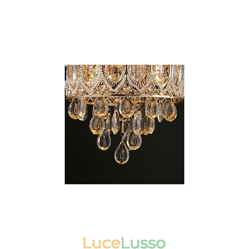 Lampadario di cristallo romantico color champagne oro