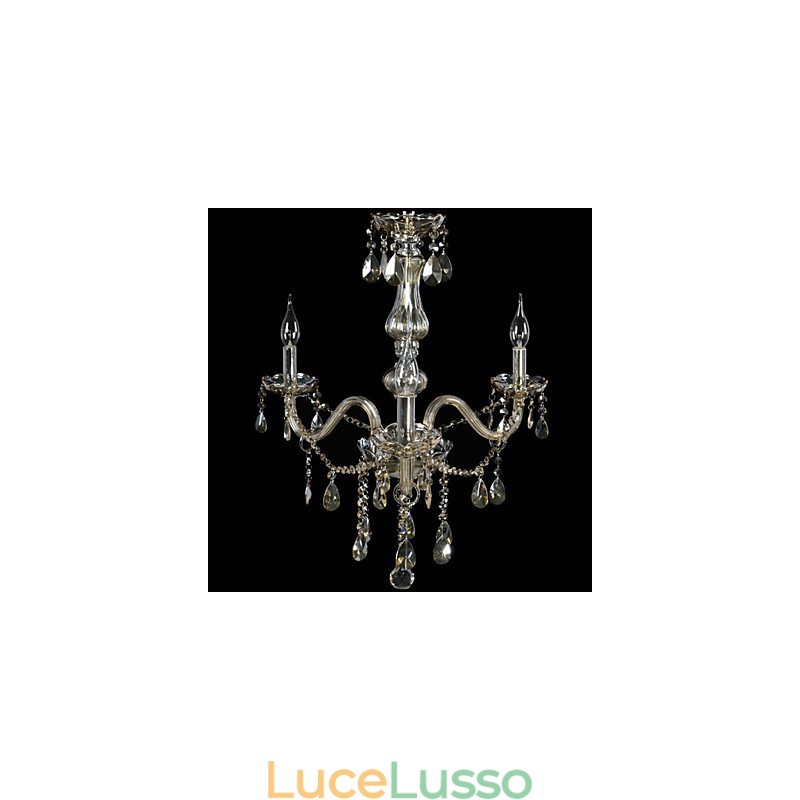 Lampadario di cristallo di lusso a 3 luci, colore cognac, lampadario di cristallo K9