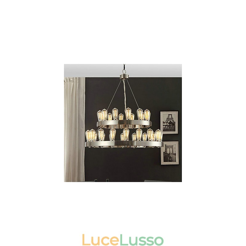 Lampadario in metallo cromato stile mini vintage