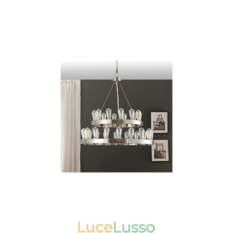 Lampadario in metallo cromato stile mini vintage