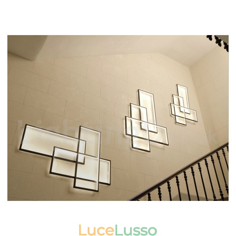 Moderna lampada da soffitto in alluminio con pittura contemporanea, lampada da parete a filo con dimmer remoto per soggiorno, camera da letto