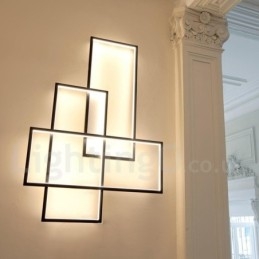 Moderna lampada da soffitto in alluminio con pittura contemporanea, lampada da parete a filo con dimmer remoto per soggiorno, camera da letto