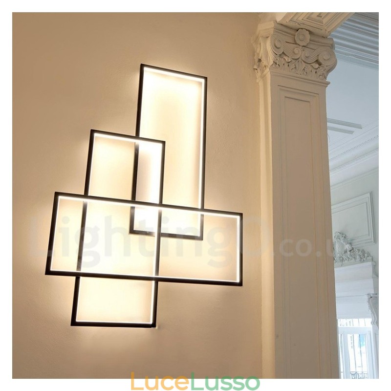 Moderna lampada da soffitto in alluminio con pittura contemporanea, lampada da parete a filo con dimmer remoto per soggiorno, camera da letto
