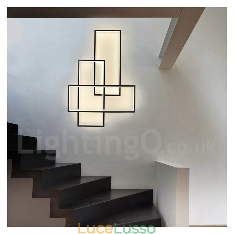 Moderna lampada da soffitto in alluminio con pittura contemporanea, lampada da parete a filo con dimmer remoto per soggiorno, camera da letto