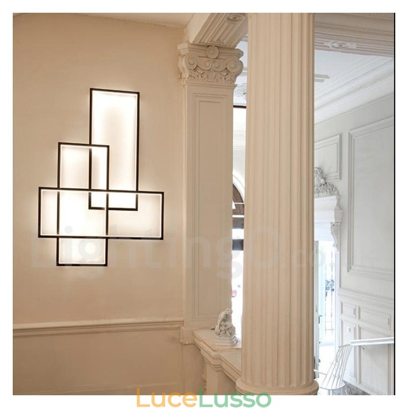Moderna lampada da soffitto in alluminio con pittura contemporanea, lampada da parete a filo con dimmer remoto per soggiorno, camera da letto