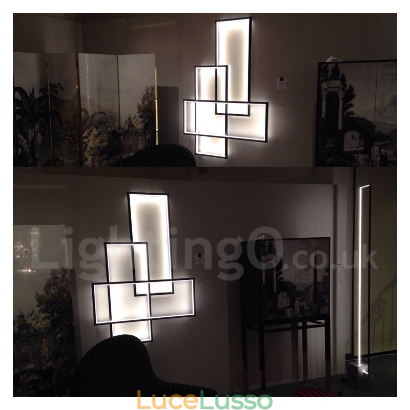 Moderna lampada da soffitto in alluminio con pittura contemporanea, lampada da parete a filo con dimmer remoto per soggiorno, camera da letto