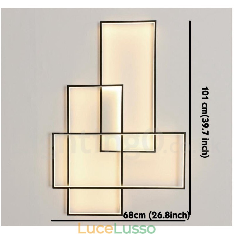 Moderna lampada da soffitto in alluminio con pittura contemporanea, lampada da parete a filo con dimmer remoto per soggiorno, camera da letto