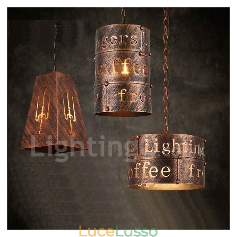 Lampada a sospensione retrò vintage da 1 luce, lampada a sospensione da casa e caffetteria