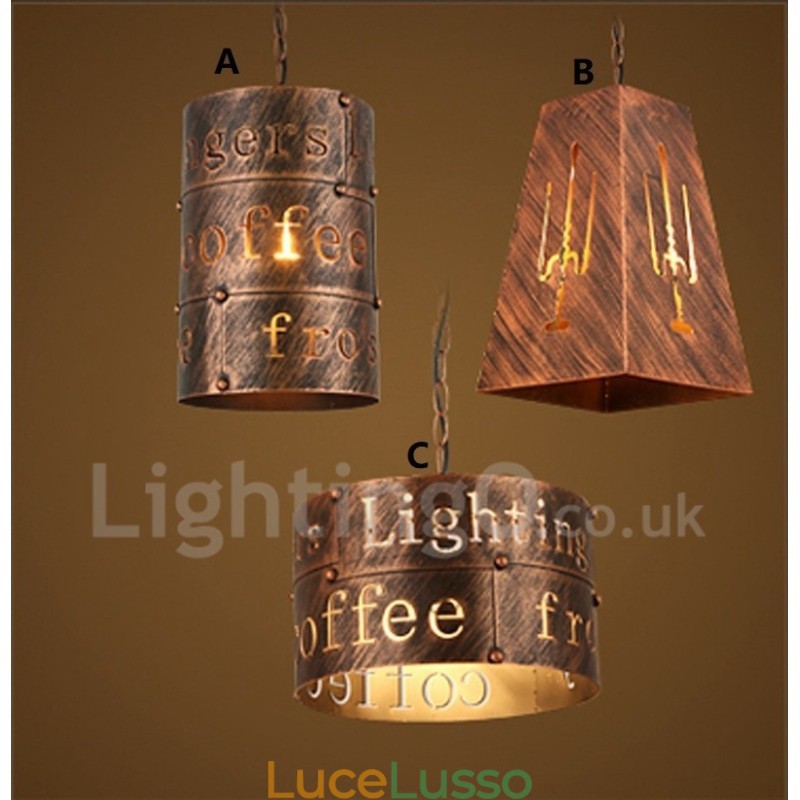 Lampada a sospensione retrò vintage da 1 luce, lampada a sospensione da casa e caffetteria